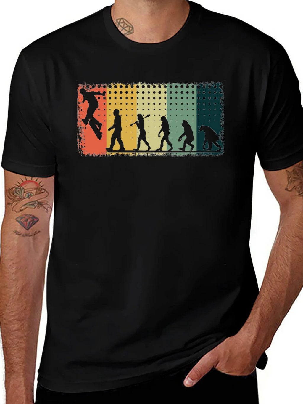 Skateboarding Evolution Graphic Tee - Black Cotton T-Shirt