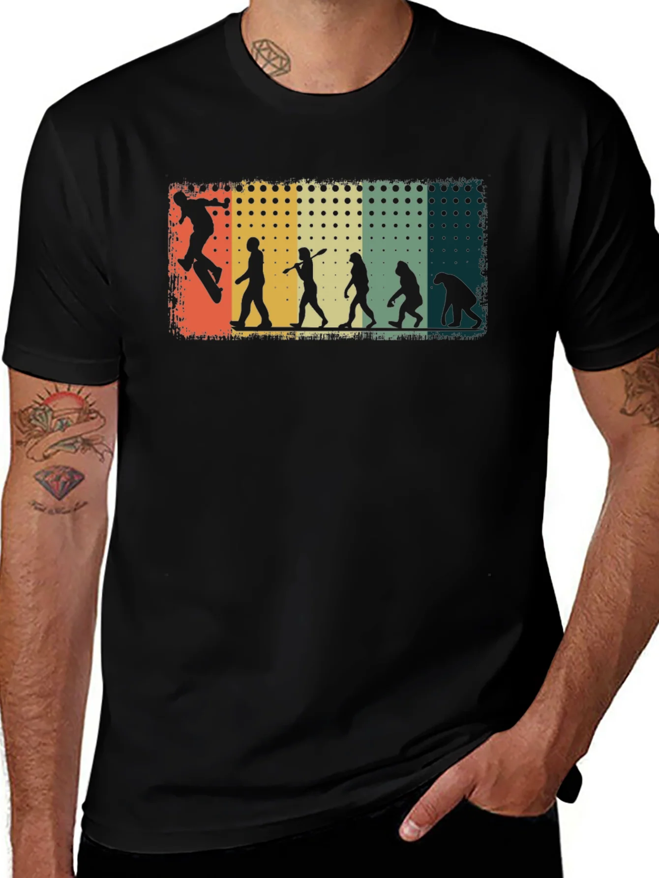 Skateboarding Evolution Graphic Tee - Black Cotton T-Shirt