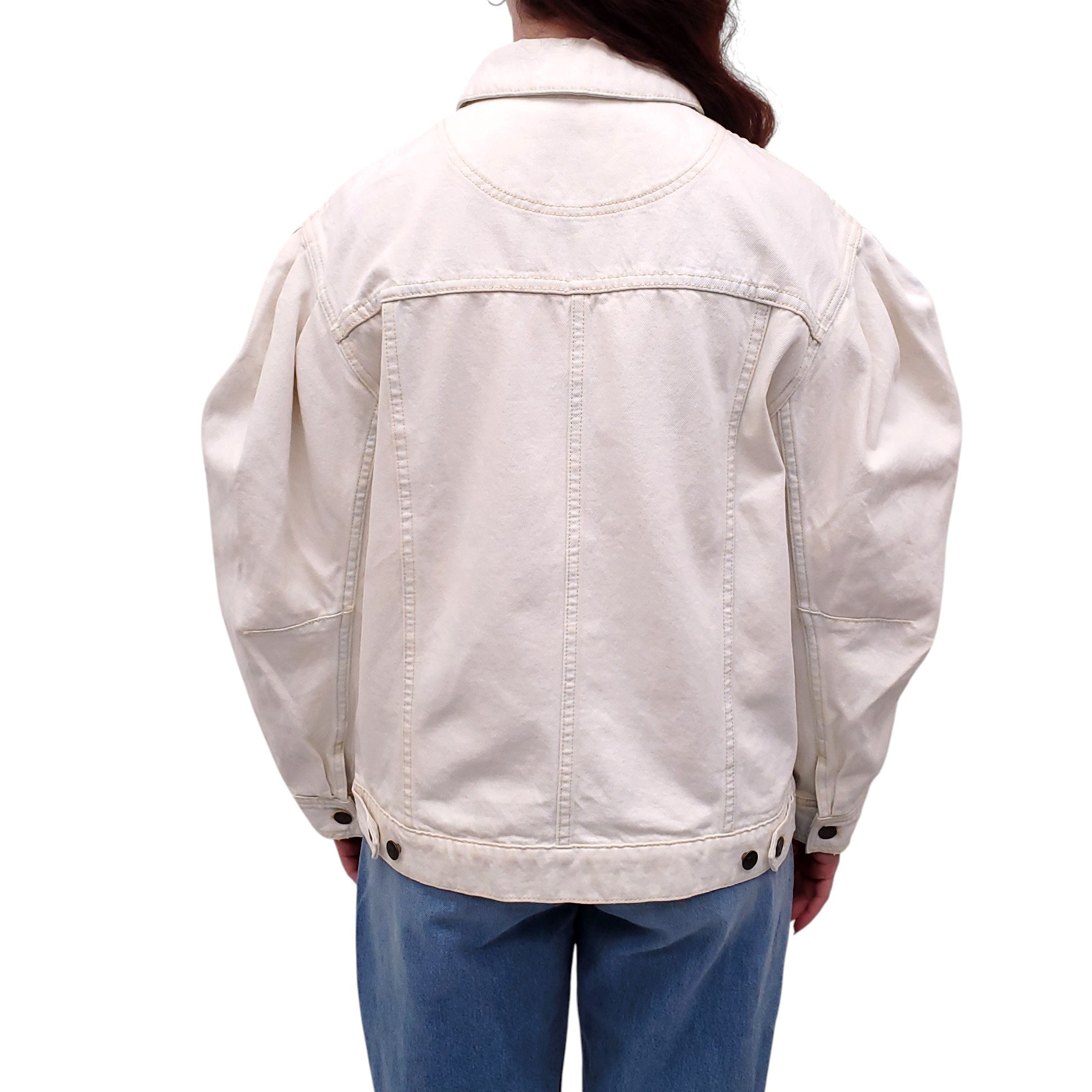 ULLA JOHNSON DENIM JACKET WITH PUFF SLEEVE DETAIL - SIZE S