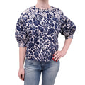 ULLA JOHNSON DENIM PATTERNED BLOUSE - SIZE 4