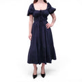 ULLA JOHNSON NAVY COTTON POPLIN 'PALMA' DRESS - SIZE 4