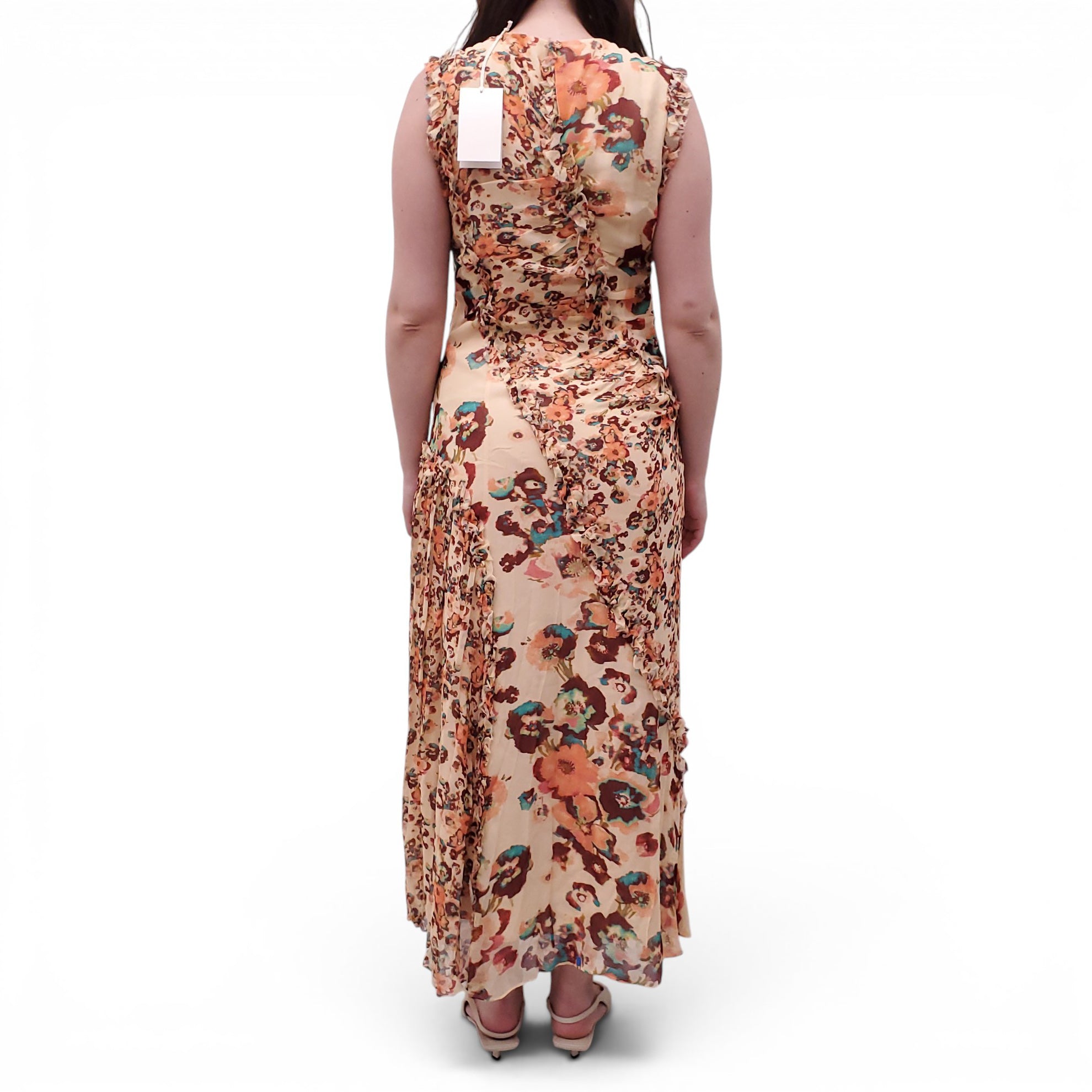 ULLA JOHNSON 'AVRELIE' SILK MIDI DRESS - SIZE 12