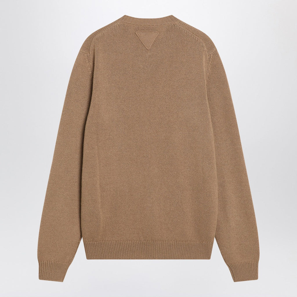 Prada Camel-Coloured Cardigan In Cashmere Men