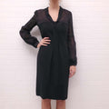 VALENTINO BLACK DRESS WITH LACE AND TIE DETAIL - SIZE 8