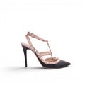 VALENTINO BLACK PATENT AND BLUSH PINK ROCKSTUD HEELS - SIZE 38