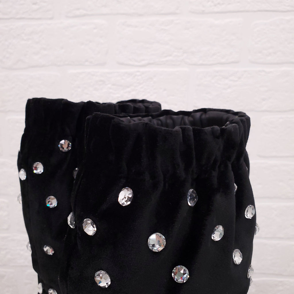 VALENTINO BLACK SUEDE BOOTIES WITH RHINESTONES - SIZE 37