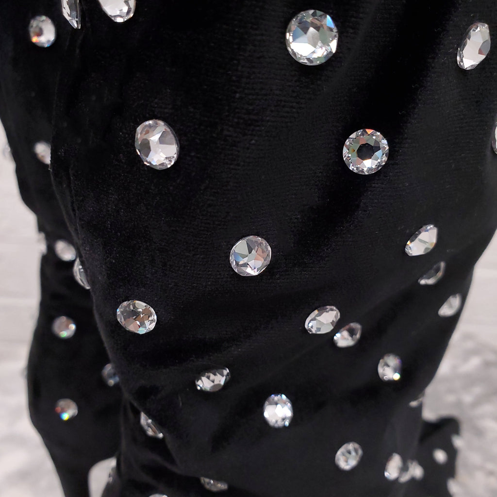 VALENTINO BLACK SUEDE BOOTIES WITH RHINESTONES - SIZE 37