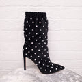 VALENTINO BLACK SUEDE BOOTIES WITH RHINESTONES - SIZE 37