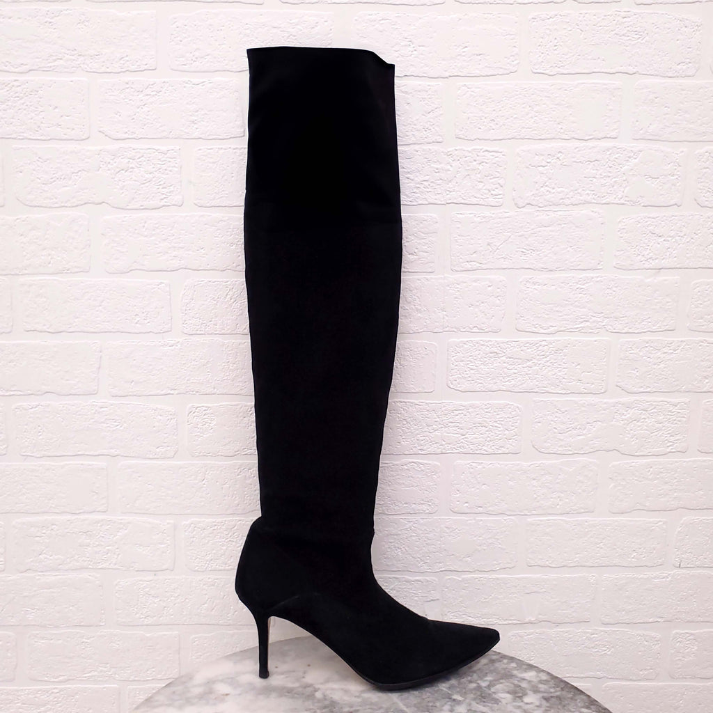 VALENTINO BLACK SUEDE KNEE HIGH BOOTS - SIZE 40