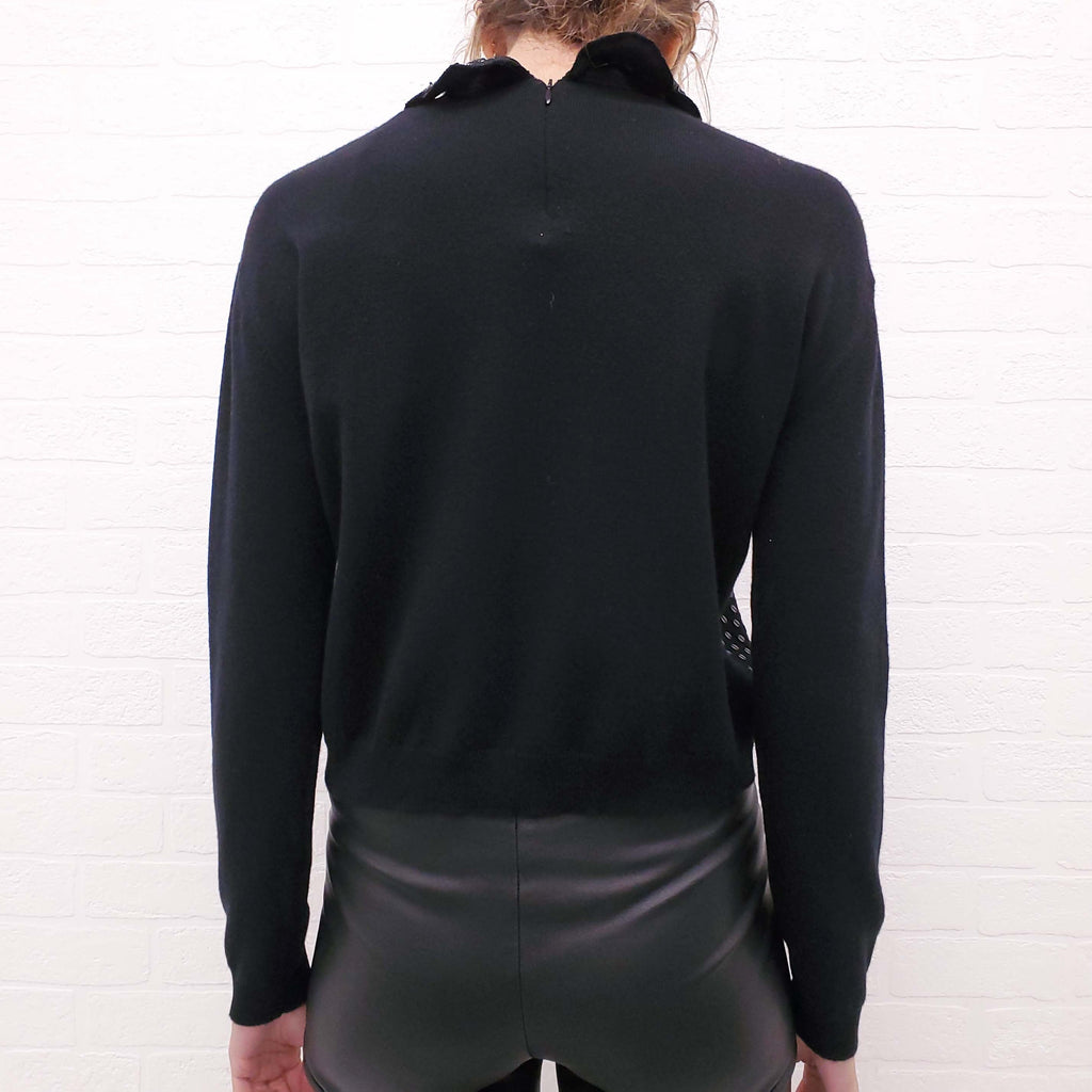 VALENTINO BLACK WOOL SWEATER WITH SEQUIN - SIZE S