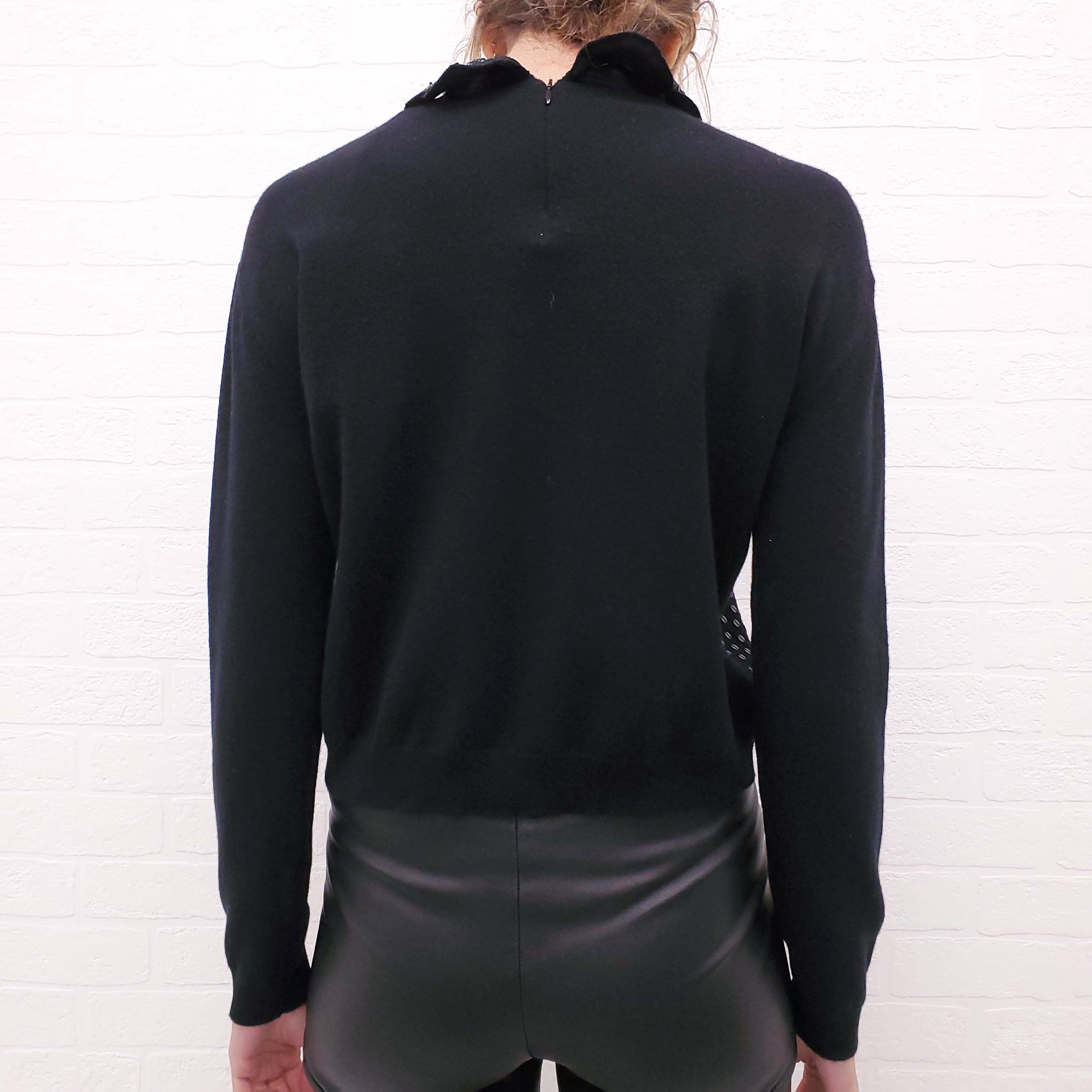 VALENTINO BLACK WOOL SWEATER WITH SEQUIN - SIZE S