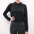 VALENTINO BLACK WOOL SWEATER WITH SEQUIN - SIZE S