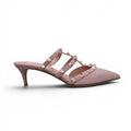 VALENTINO BLUSH PINK PATENT LEATHER ROCKSTUD MULES - SIZE 35