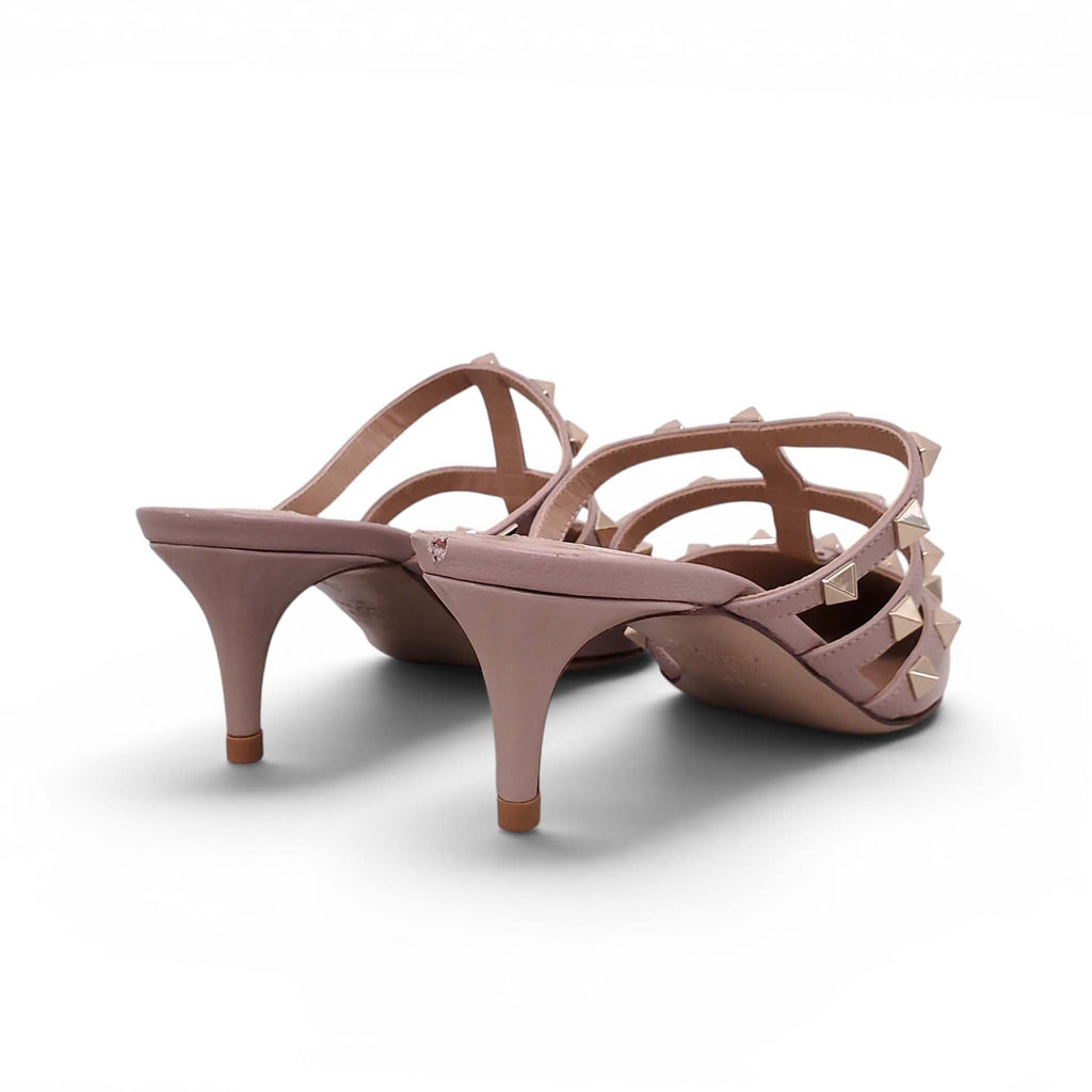VALENTINO BLUSH PINK PATENT LEATHER ROCKSTUD MULES - SIZE 35