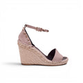 VALENTINO BLUSH PINK RAFFIA ROCKSTUD WEDGES - SIZE 39