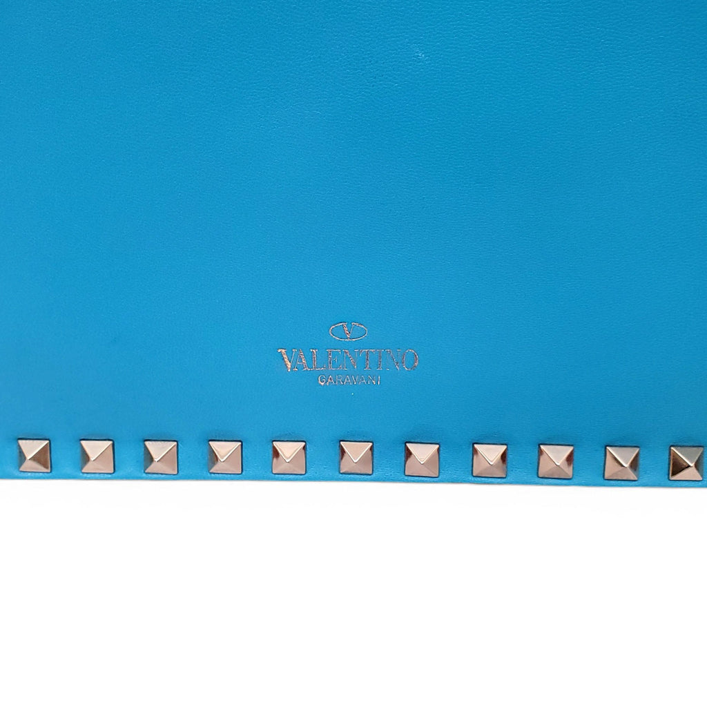VALENTINO BRIGHT BLUE ROCKSTUD WRISTLET CLUTCH