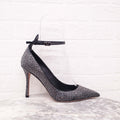 VALENTINO CRYSTAL POINTED HEELS WITH LOGO STRAP - SIZE 40
