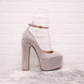 VALENTINO CRYSTAL 'TAN-GO' PLATFORM HEELS WITH LOGO STRAP - SIZE 40