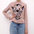 VALENTINO PINK KNIT GRAPHIC SWEATER - SIZE S