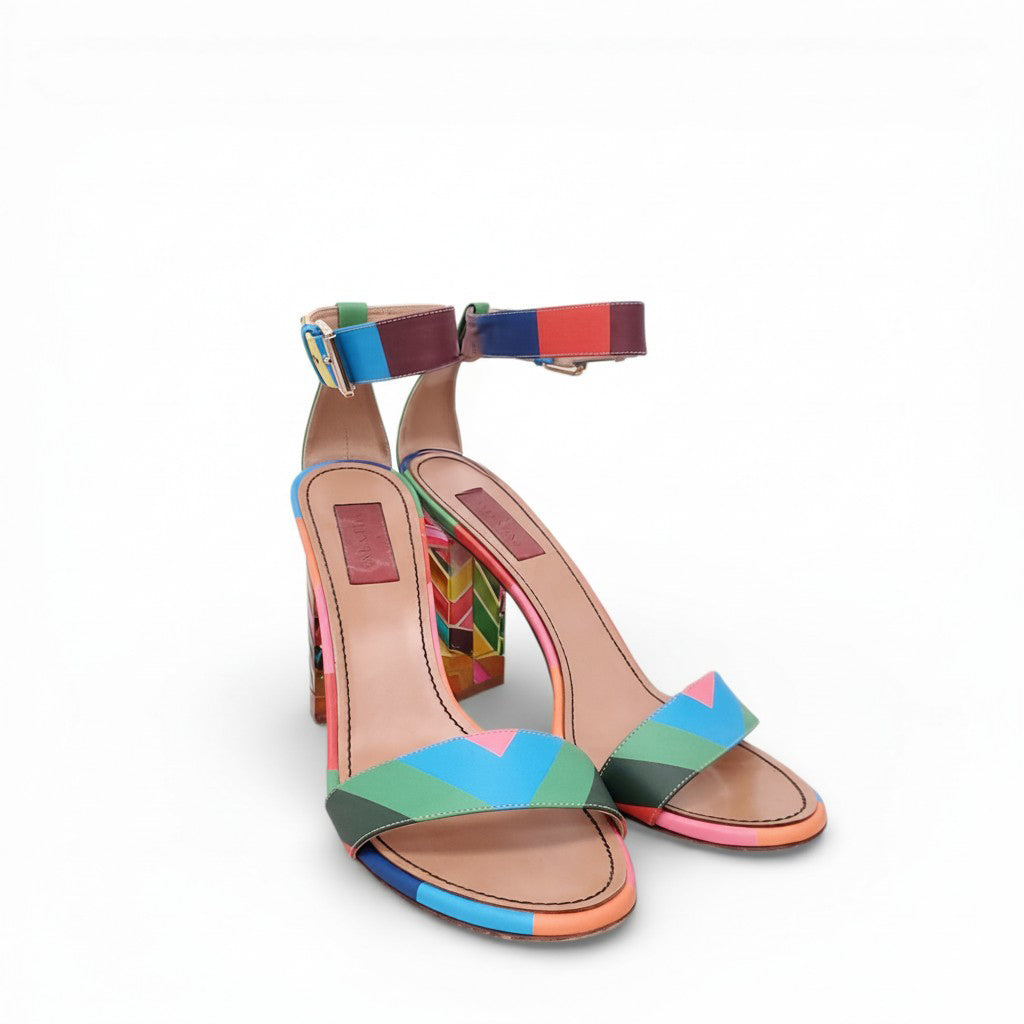VALENTINO RAINBOW BLOCK HEELS - SIZE 39.5