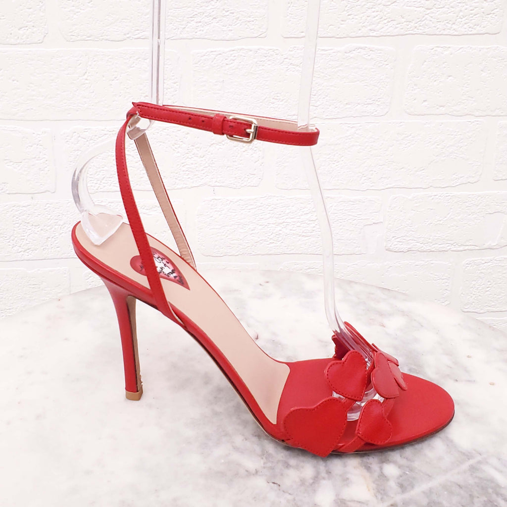 VALENTINO RED LEATHER HEART 'L’AMOUR' HEELS - SIZE 39