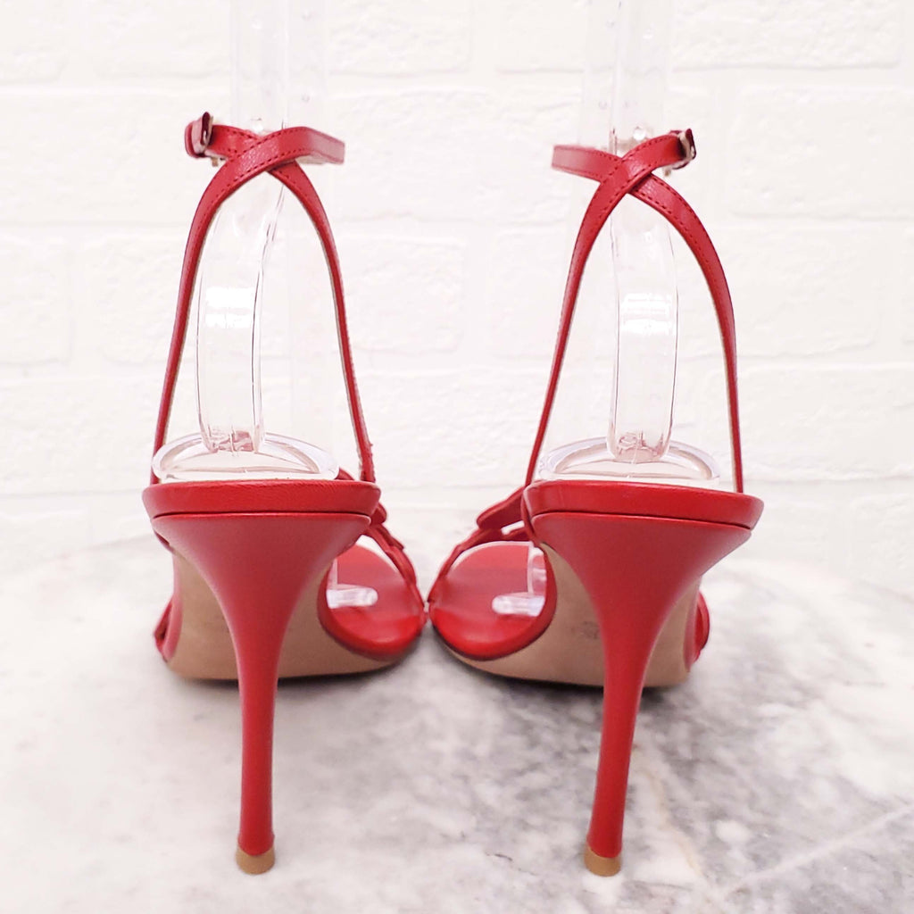 VALENTINO RED LEATHER HEART 'L’AMOUR' HEELS - SIZE 39