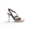 VALENTINO WHITE AND BLACK ROCKSTUD HEELS - SIZE 38