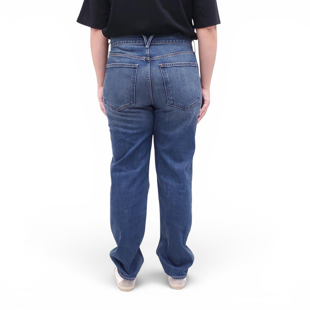 VERONICA BEARD DARK WASH 'LEAH STRAIGHT LEG' MID-RISE JEANS - SIZE 31