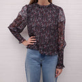 VERONICA BEARD FLORAL PATTERNED RUCHED TOP - SIZE 8