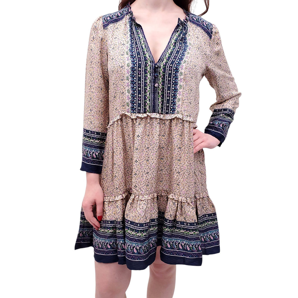 VERONICA BEARD MULTICOLOURED SILK FLORAL PRINT DRESS - SIZE 8