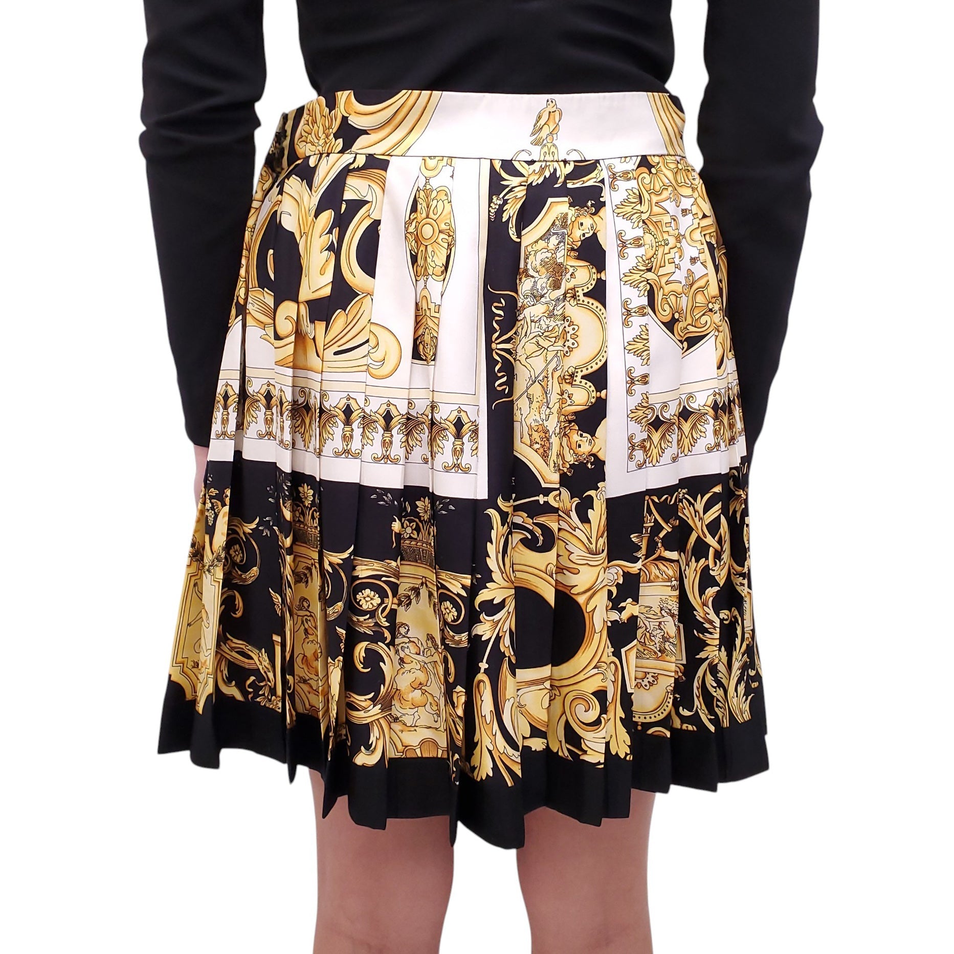 VERSACE BAROQUE PLEATED MINI SKIRT - SIZE 44