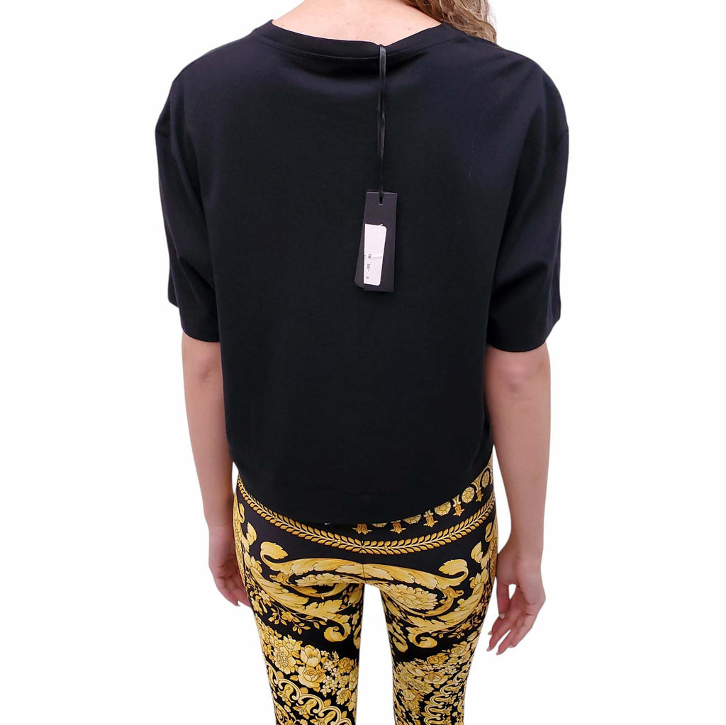 VERSACE BLACK MEDUSA LOGO CROPPED T-SHIRT - SIZE 3XL