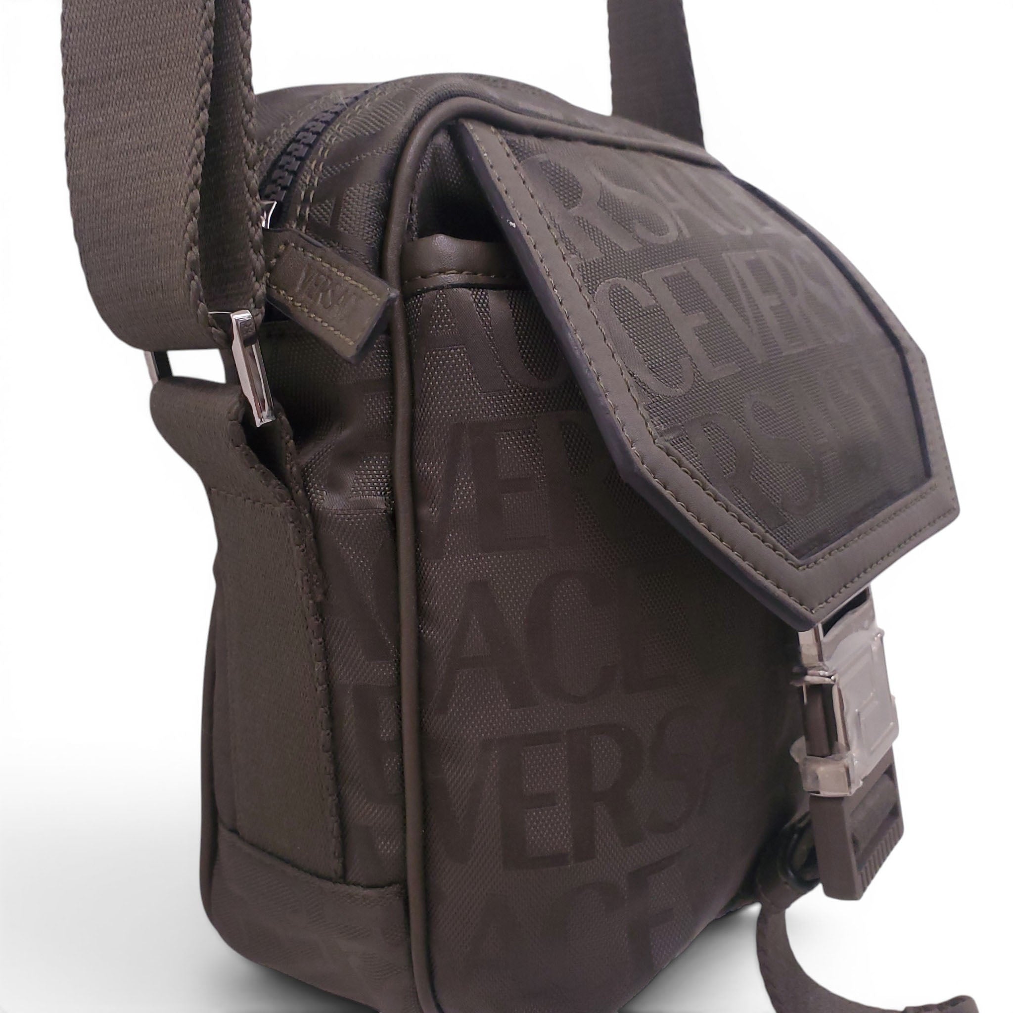 VERSACE GREEN MONOGRAM CROSSBODY BAG