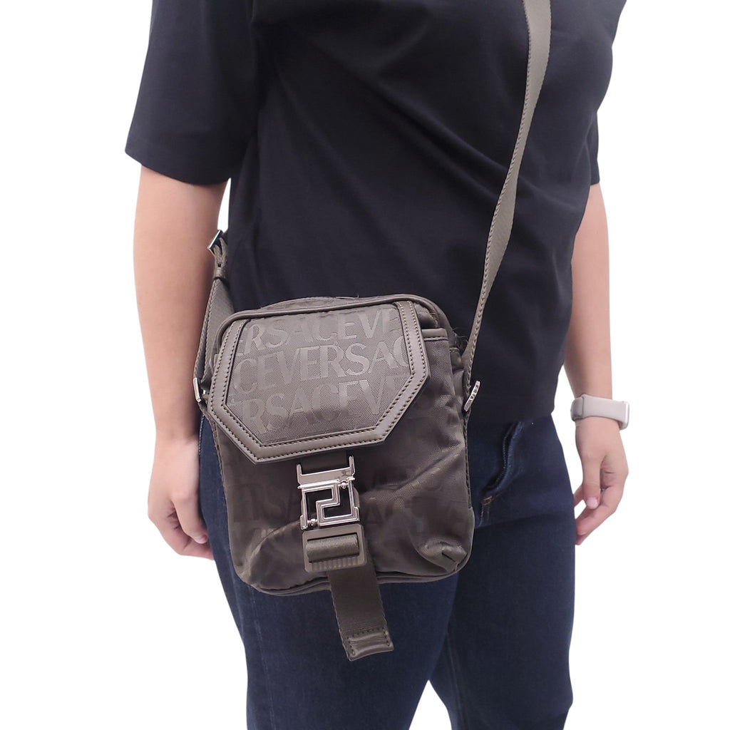 VERSACE GREEN MONOGRAM CROSSBODY BAG