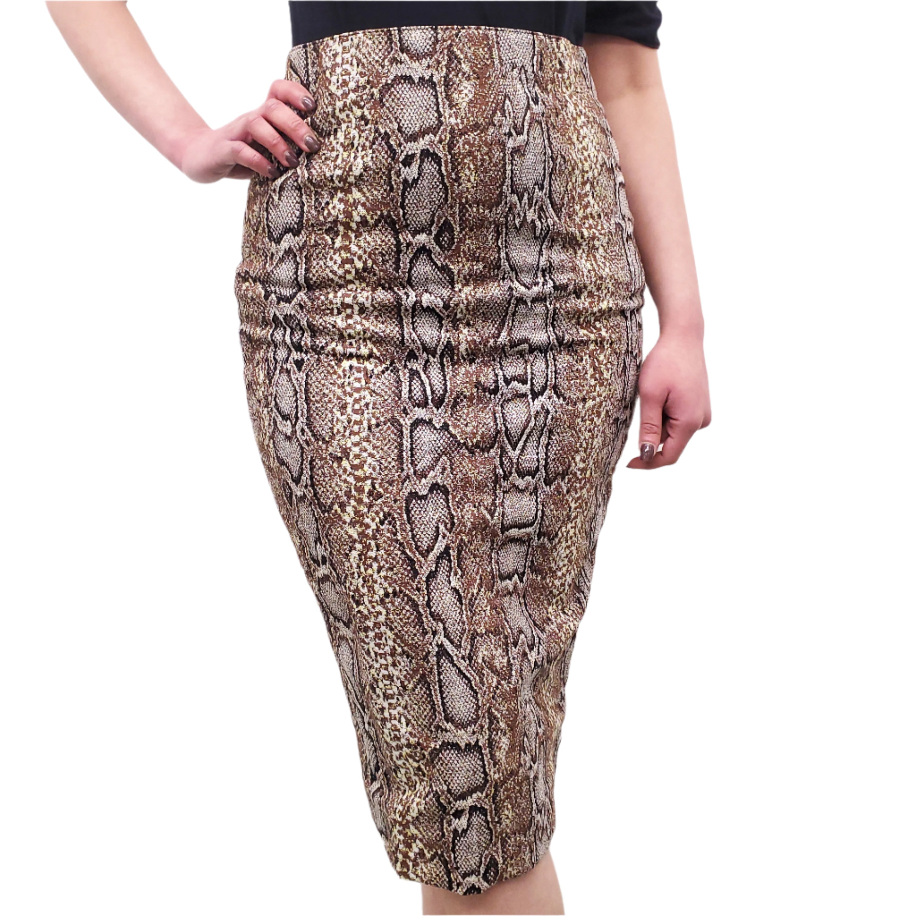 VICTORIA BECKHAM SNAKESKIN PATTERNED SKIRT - SIZE 2