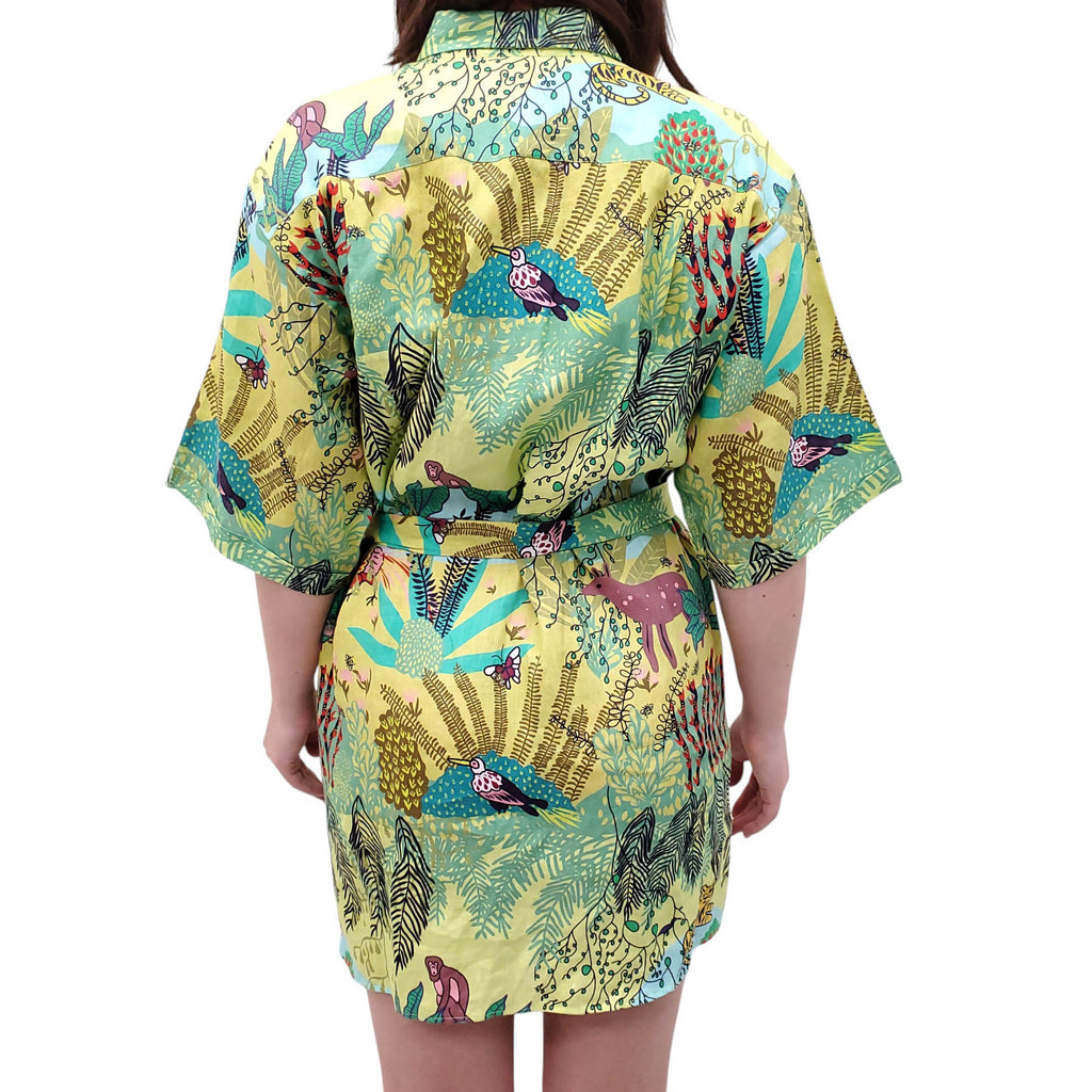 VILEBREQUIN GREEN AND YELLOW PATTERNED COVER-UP DRESS - SIZE S