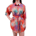 VILEBREQUIN ORANGE AND BLUE COVER-UP SHIRT - SIZE XS