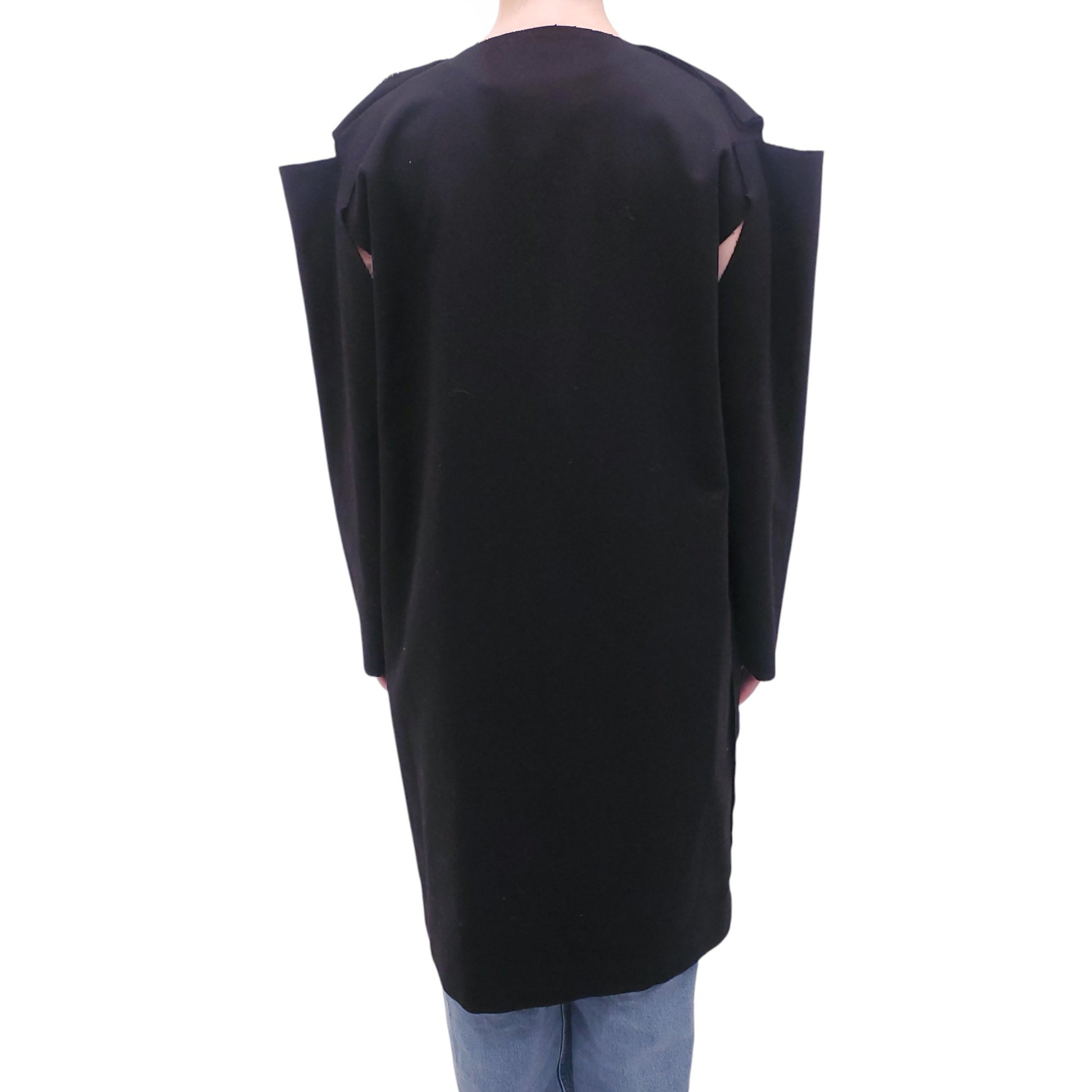 VIVIENNE WESTWOOD BLACK COAT WITH RIPPED SHOULDER DETAIL - SIZE 40