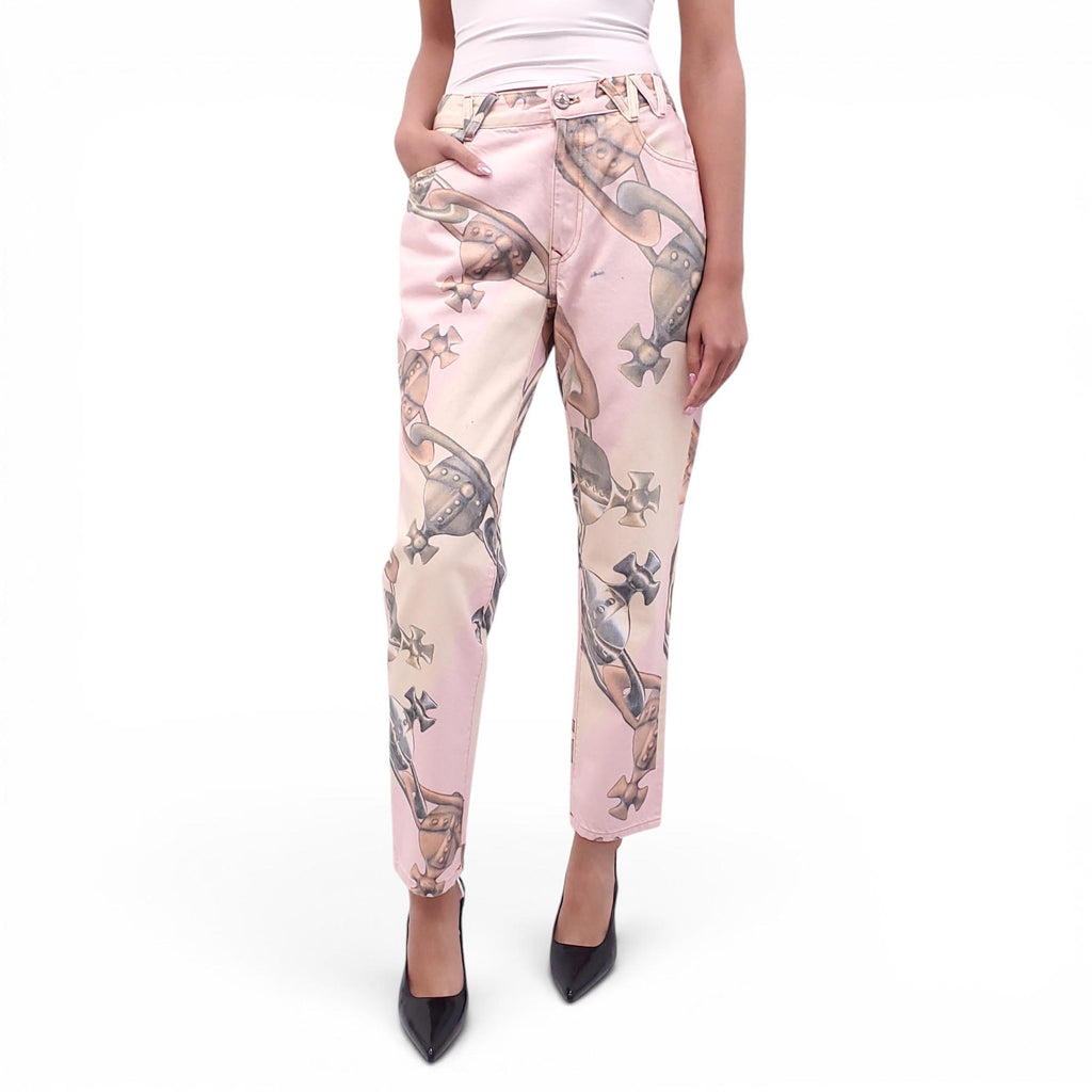VIVIENNE WESTWOOD PINK DENIM LOGO PANTS - SIZE 29
