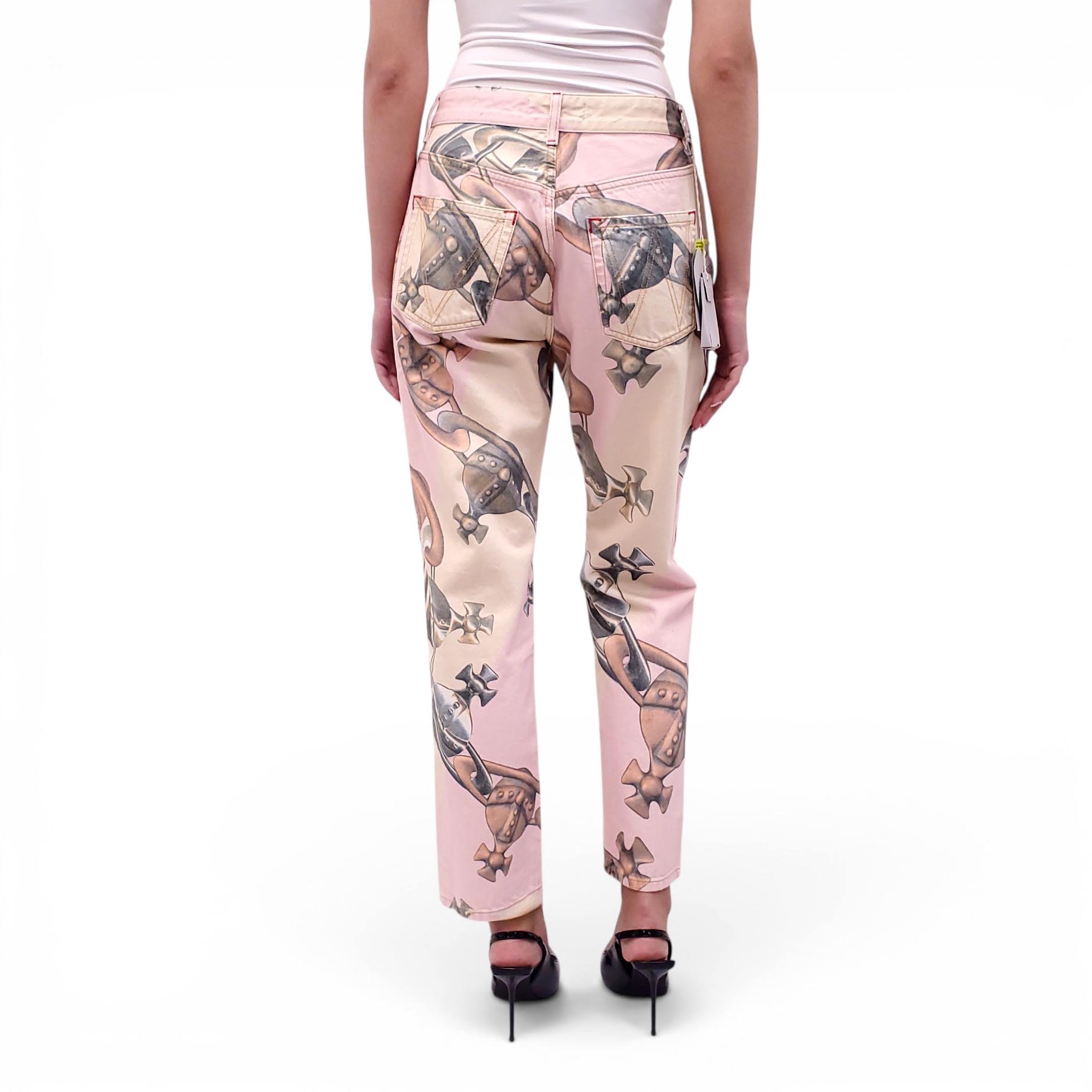 VIVIENNE WESTWOOD PINK DENIM LOGO PANTS - SIZE 29