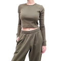 WARDROBE.NYC ARMY GREEN CROPPED LONG-SLEEVE SHIRT - SIZE L