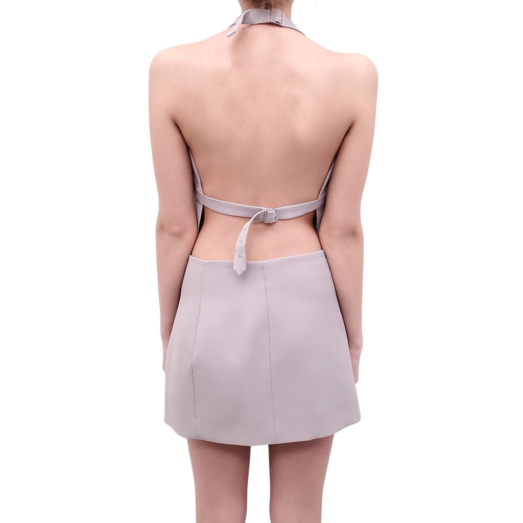 WARDROBE.NYC GREY MINI SKIRT SET WITH VEST - SIZE L
