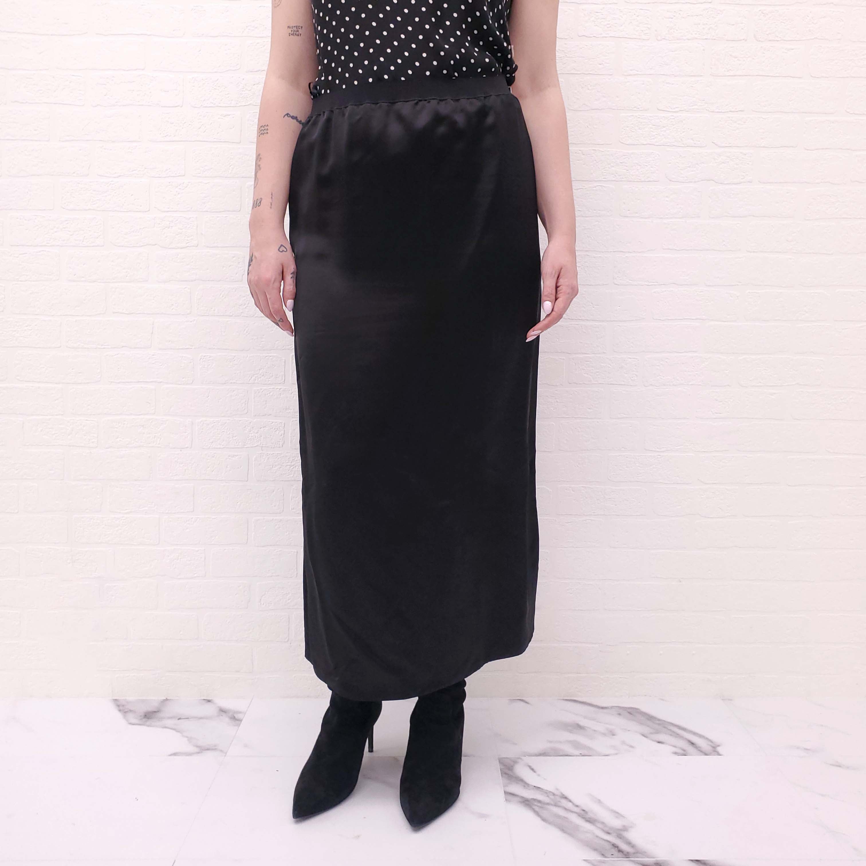 WARDROBE.NYC SILK BLACK SILK SKIRT - SIZE M