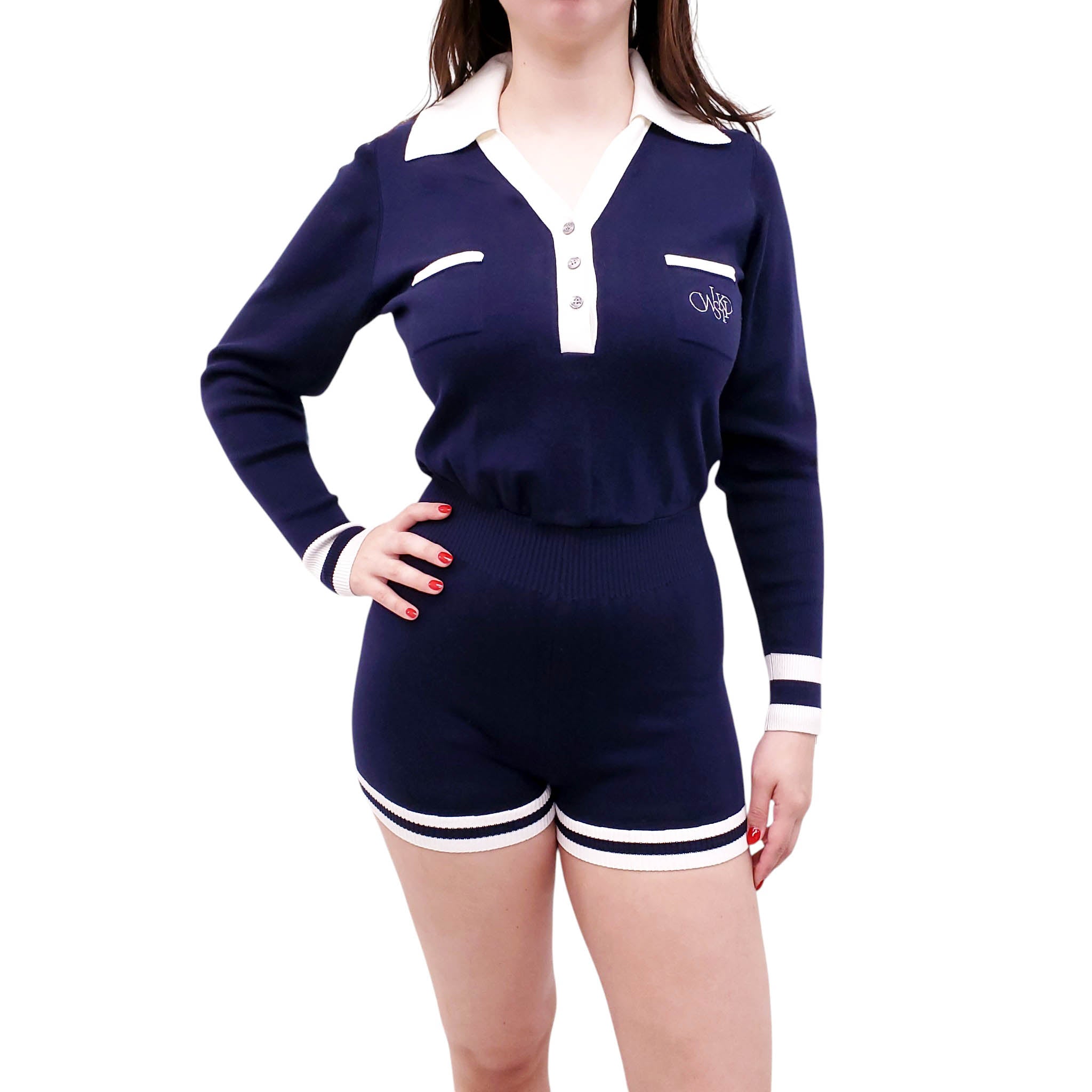WISKII NAVY KNIT ROMPER - SIZE M