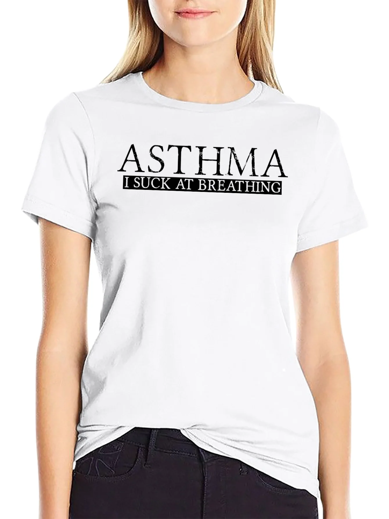 Asthma I Suck At Breathing Black T-Shirt