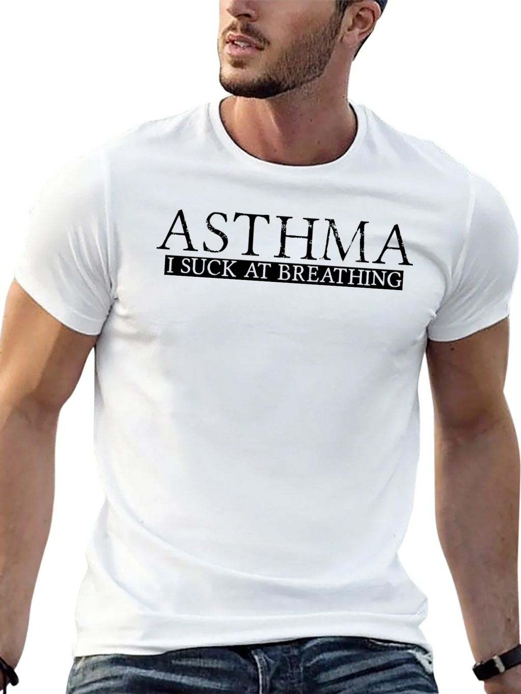 Asthma I Suck At Breathing Black T-Shirt