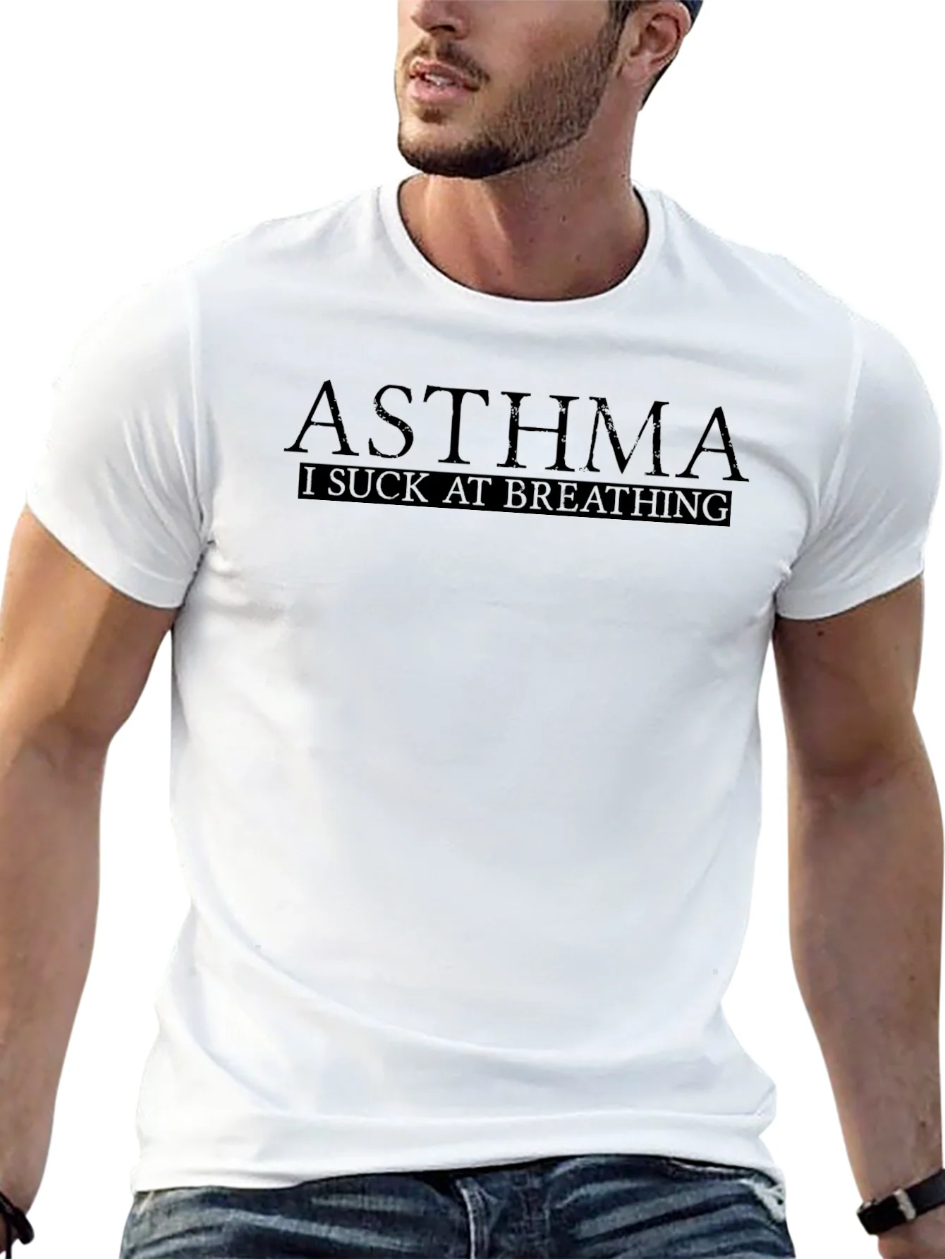 Asthma I Suck At Breathing Black T-Shirt