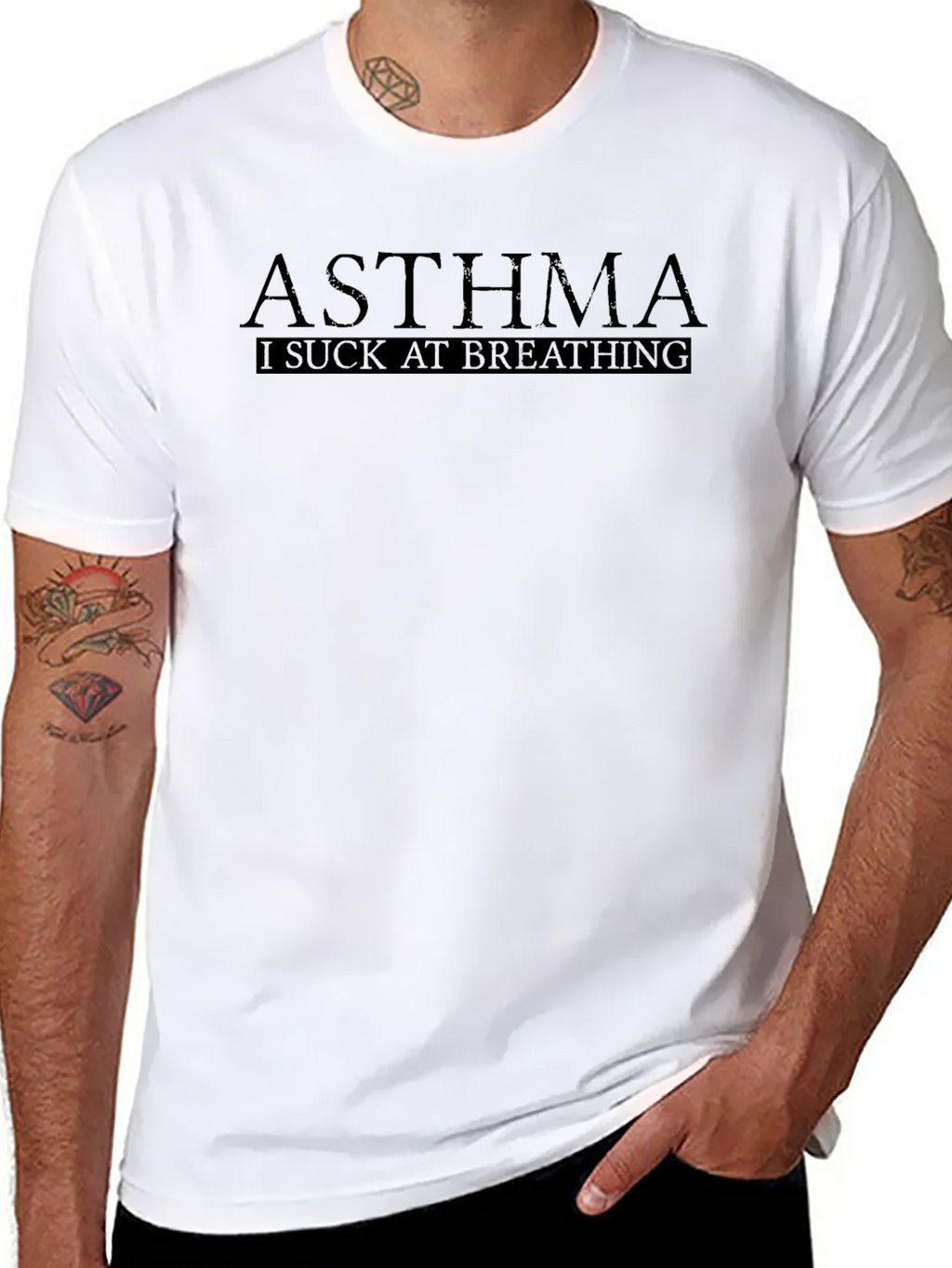 Asthma I Suck At Breathing Black T-Shirt