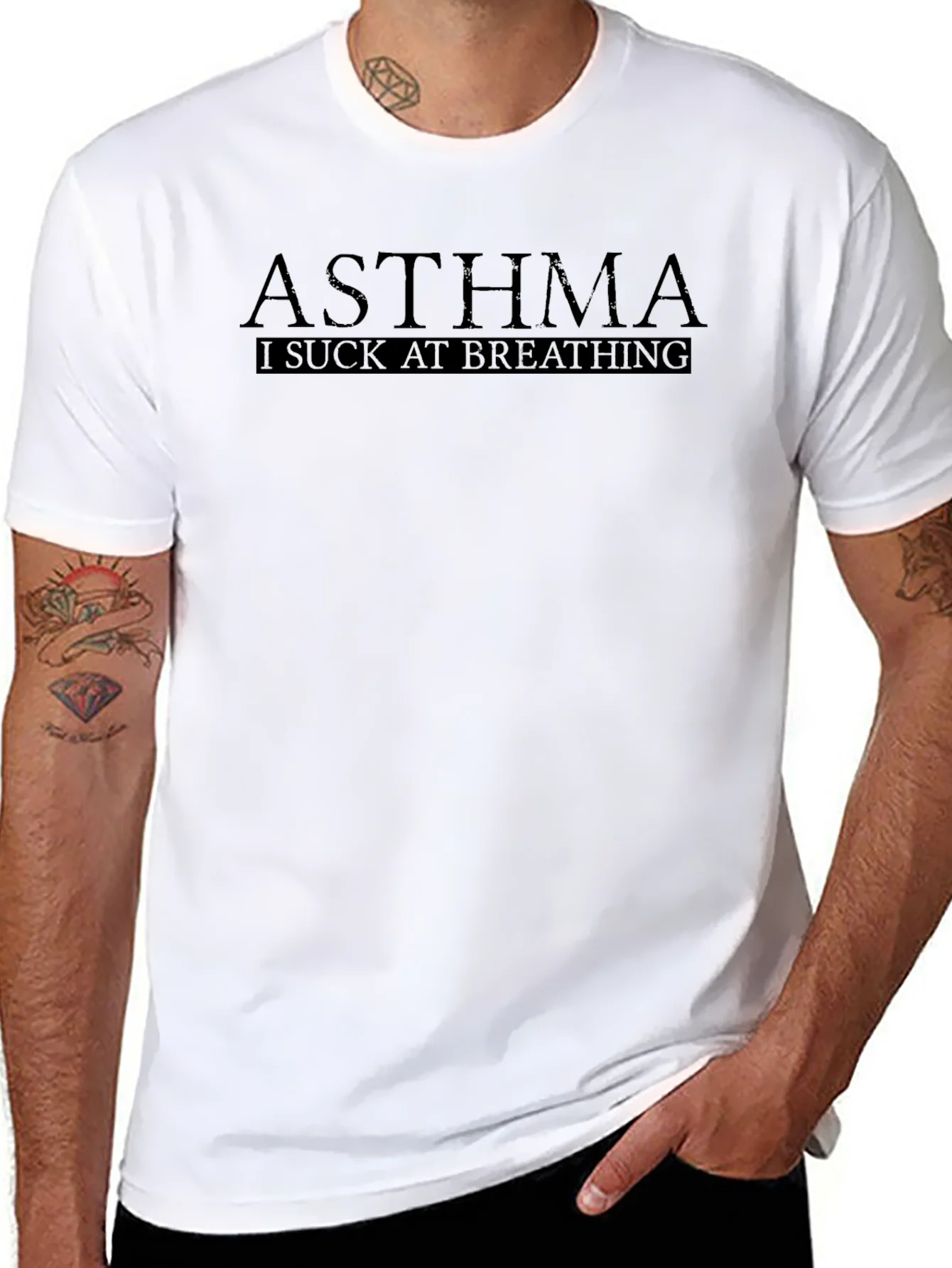 Asthma I Suck At Breathing Black T-Shirt