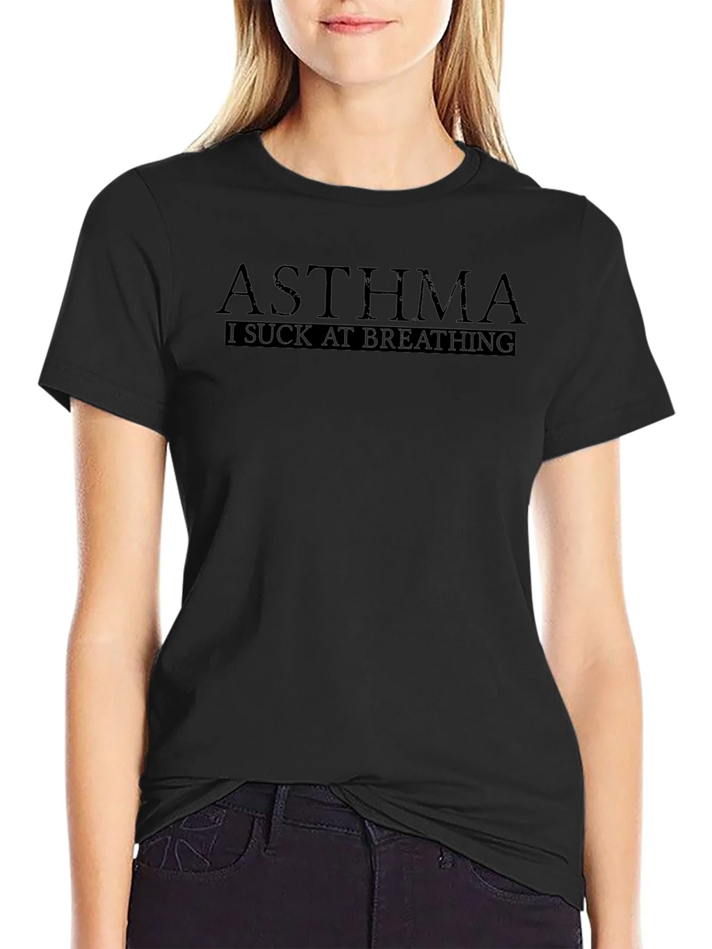 Asthma I Suck At Breathing Black T-Shirt